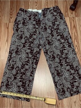 Lands' End Black and White Paisley Wide-Leg Pants size 10